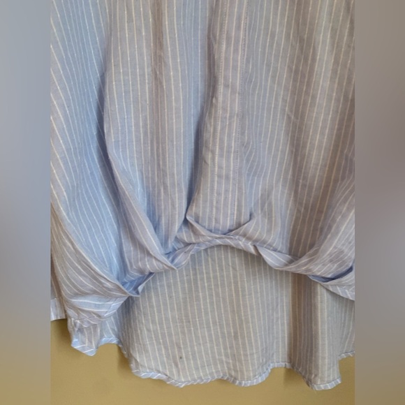 Pol popover blouse bohemian shirt pinstripe coastal grandma minimalist spring - Picture 2 of 8